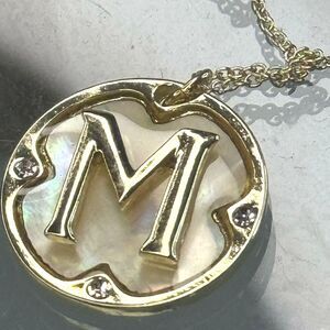 Rachel Roy Gold Tone Initial " M " Rhinestone Medallion Pendant Necklace